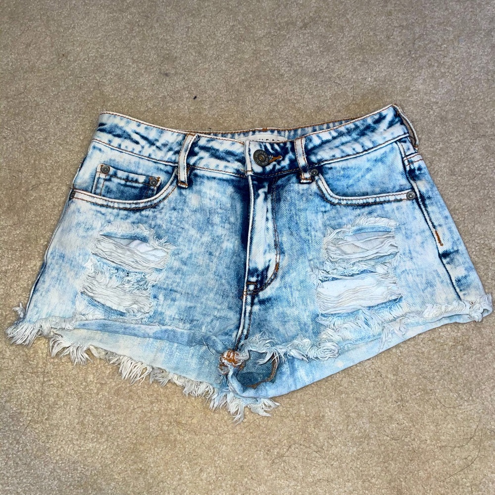 High rise denim shorts
